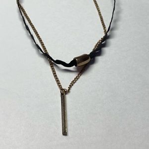Black Necklace Choker with Gold Chain 1 pc